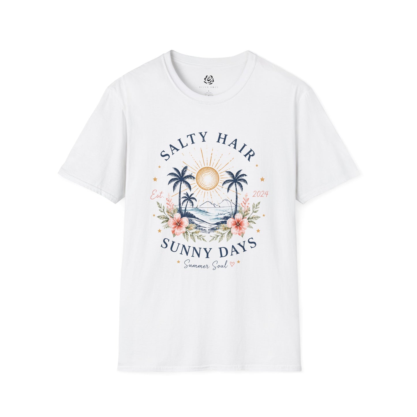 Salty Hair Sunny Days T-Shirt, Coastal Beach Graphic Tee, Summer Vacation Shirt, Surf & Ocean Lover Gift, Tropical Palm Tree Tee