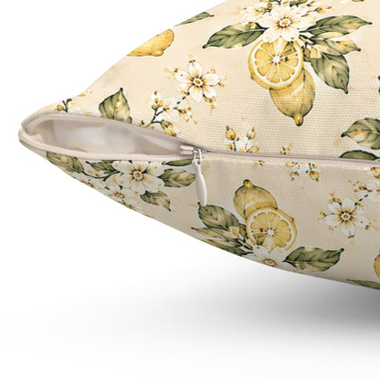 Limonella Garden Pillow - Lemon Floral Throw Pillow - Botanical Decorative Cushion - Cottage Kitchen Decor