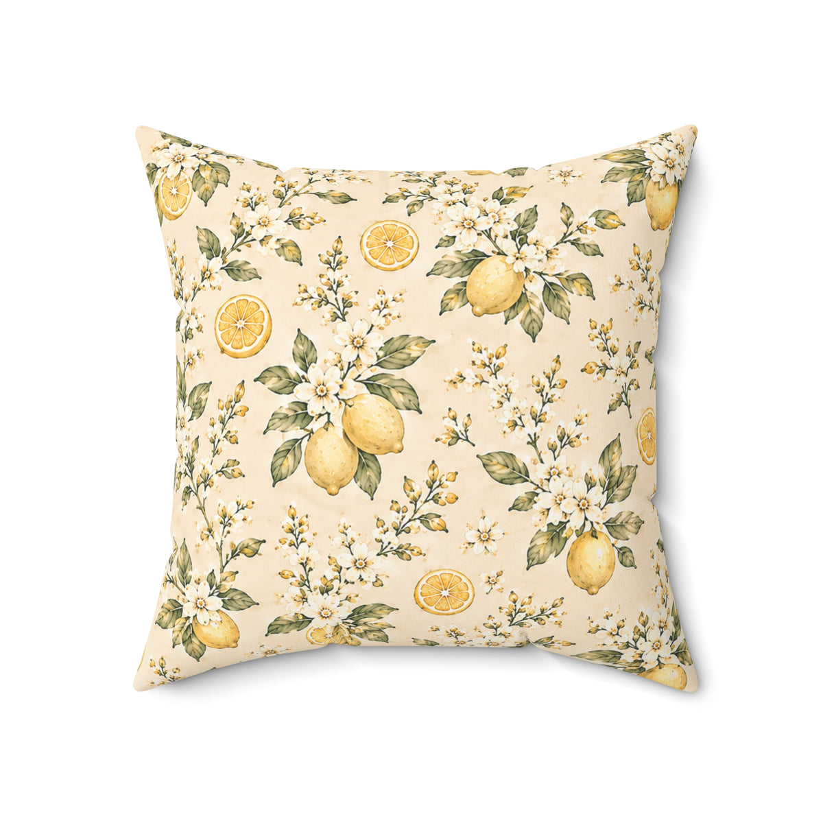 Limonella Garden Pillow - Lemon Floral Throw Pillow - Botanical Decorative Cushion - Cottage Kitchen Decor