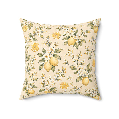 Limonella Garden Pillow - Lemon Floral Throw Pillow - Botanical Decorative Cushion - Cottage Kitchen Decor