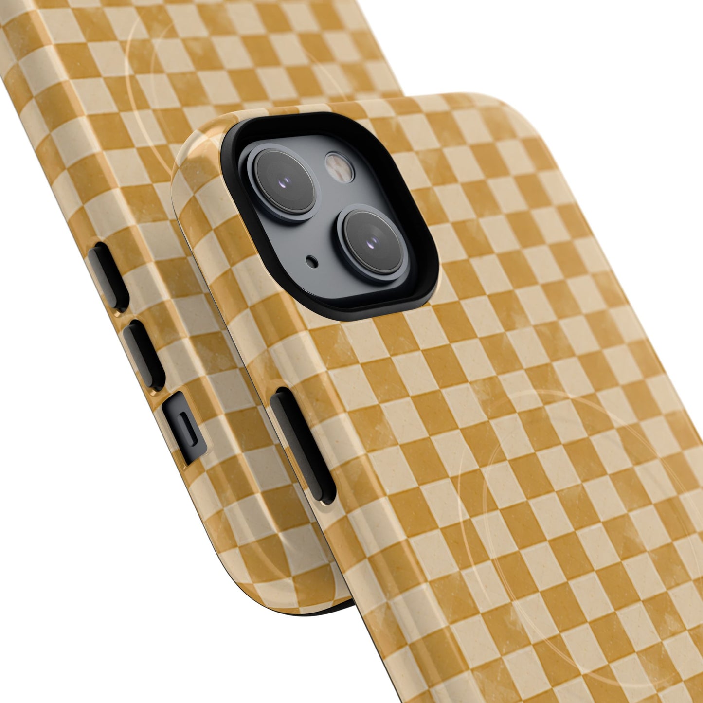 Golden Check Magnetic Protective Phone Case – Tough Dual-Layer Cover