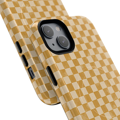 Golden Check Magnetic Protective Phone Case – Tough Dual-Layer Cover