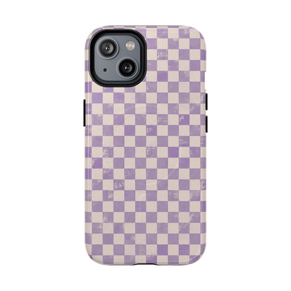 Lavender Check Magnetic Protective Phone Case – Tough Dual-Layer Cover