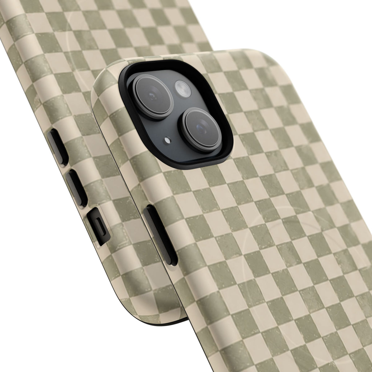 Sage Check Magnetic Protective Phone Case – Tough Dual-Layer Cover