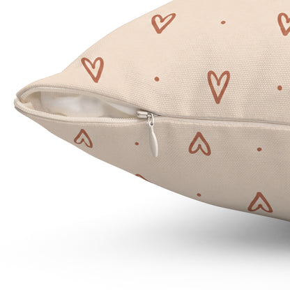 Little Sweet Hearts Pillow - Blush Heart Throw Pillow - Cute Decorative Cushion - Neutral Bedroom Decor