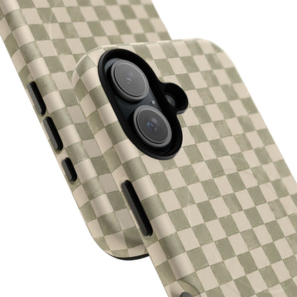 Sage Check Magnetic Protective Phone Case – Tough Dual-Layer Cover