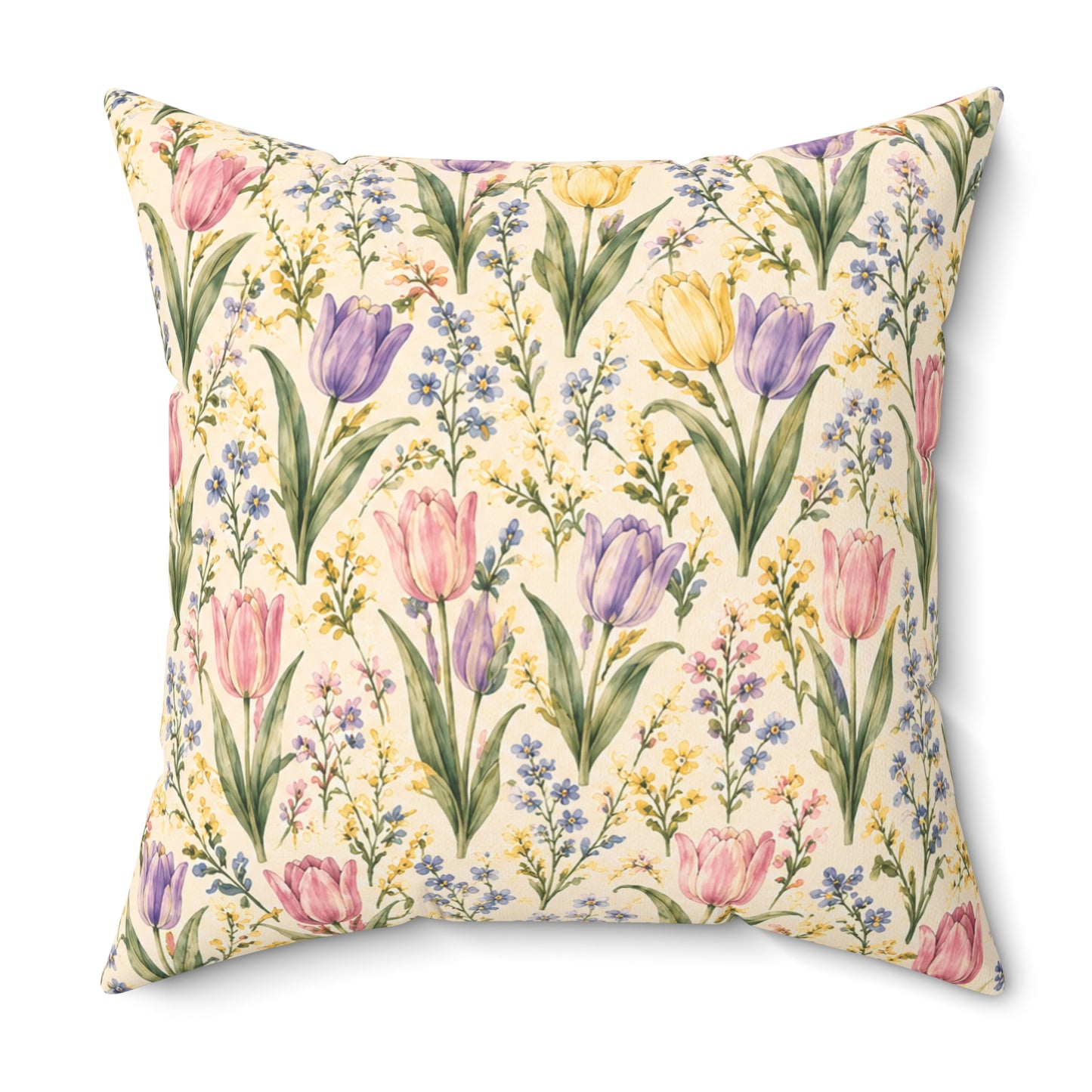 Tulip Whispers Pillow - Pastel Tulip Throw Pillow - Floral Decorative Cushion - Cottage Garden Decor