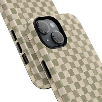Sage Check Magnetic Protective Phone Case – Tough Dual-Layer Cover