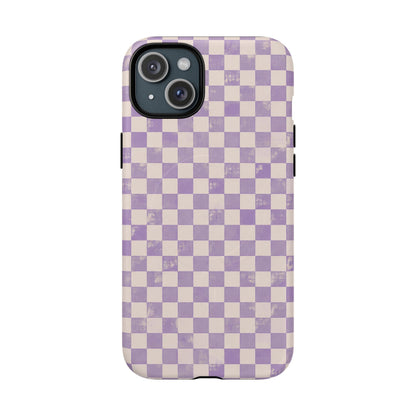 Lavender Check Magnetic Protective Phone Case – Tough Dual-Layer Cover