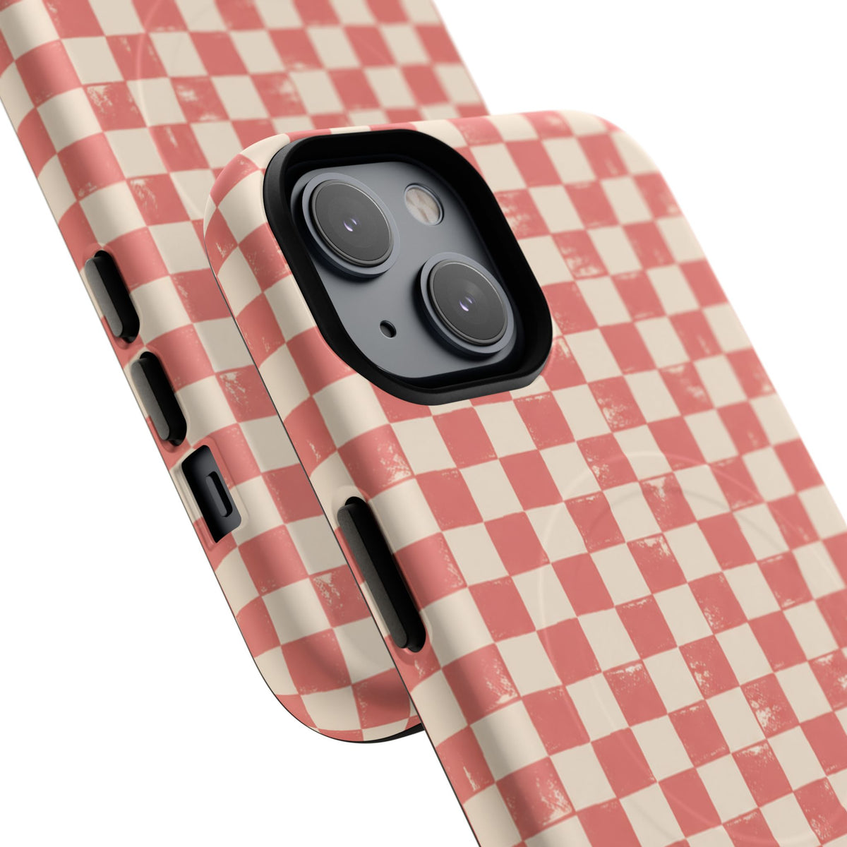 Coral Check Magnetic Protective Phone Case – Tough Dual-Layer Cover