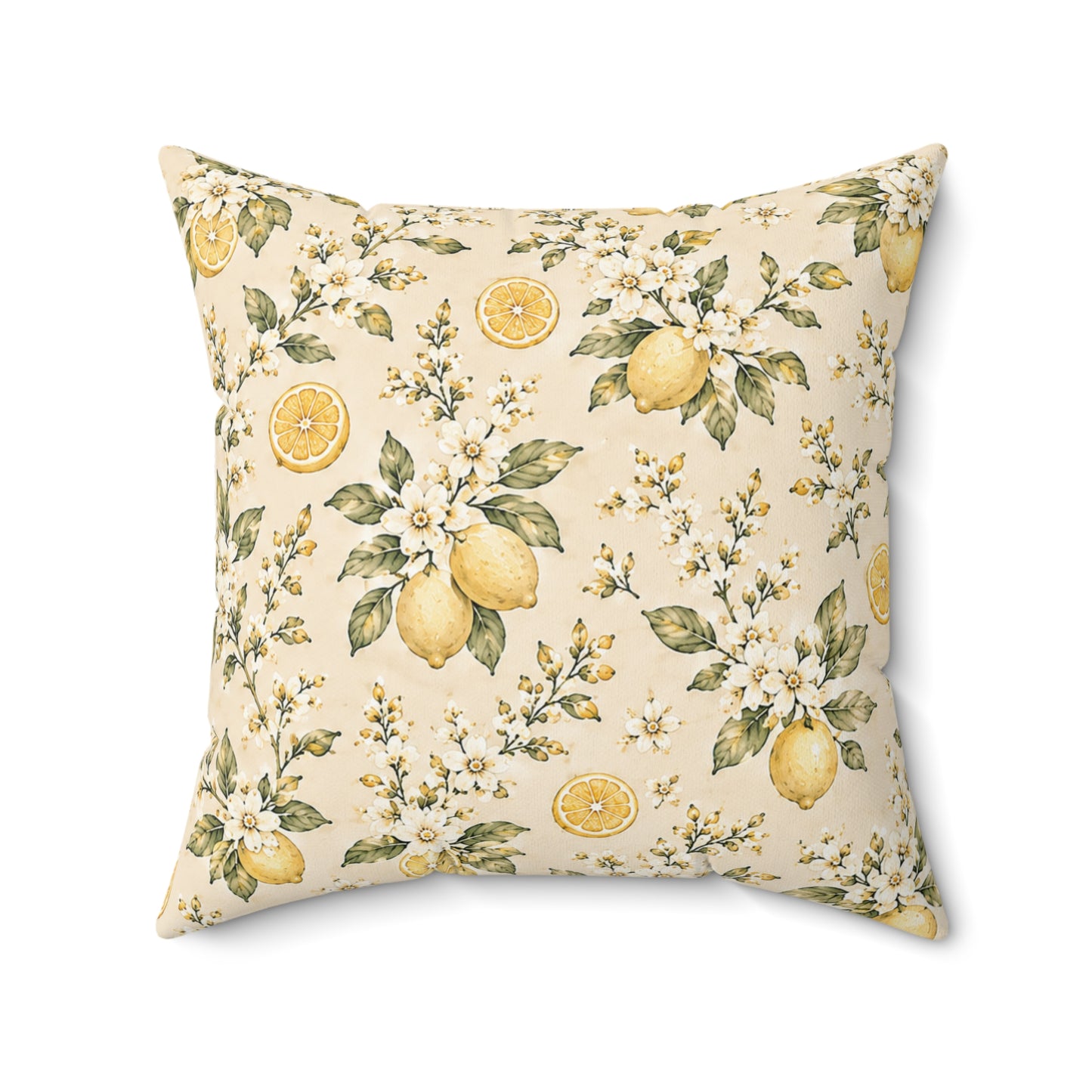 Limonella Garden Pillow - Lemon Floral Throw Pillow - Botanical Decorative Cushion - Cottage Kitchen Decor
