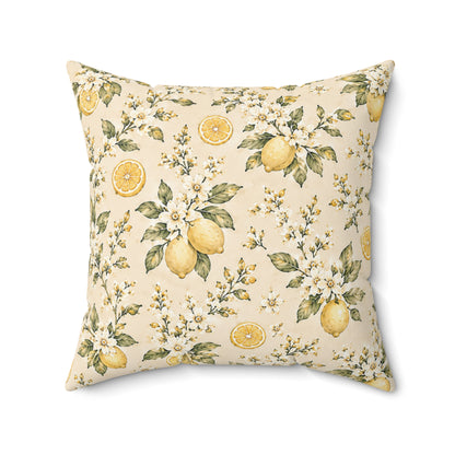 Limonella Garden Pillow - Lemon Floral Throw Pillow - Botanical Decorative Cushion - Cottage Kitchen Decor