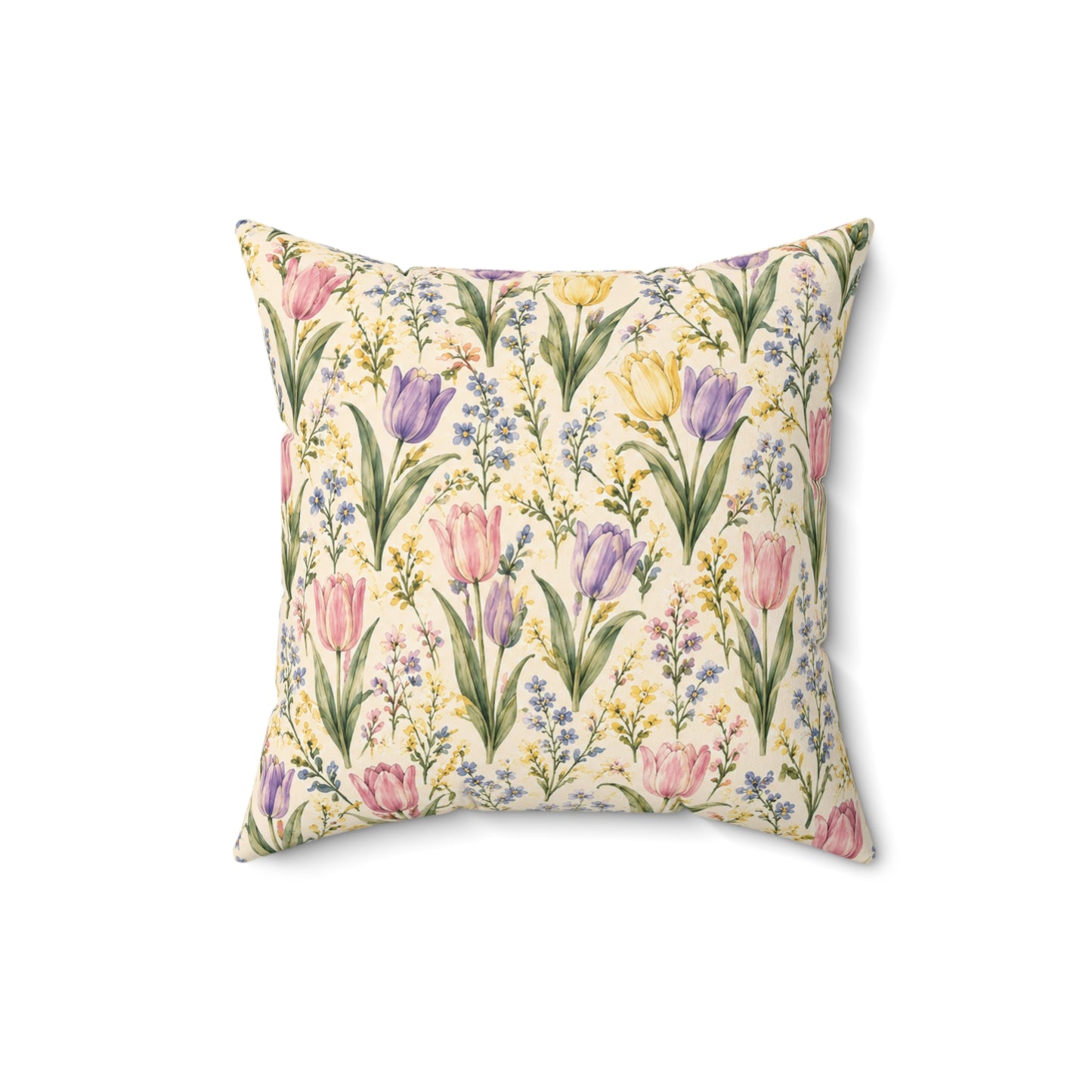 Tulip Whispers Pillow - Pastel Tulip Throw Pillow - Floral Decorative Cushion - Cottage Garden Decor