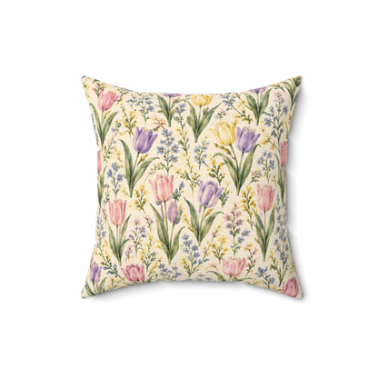 Tulip Whispers Pillow - Pastel Tulip Throw Pillow - Floral Decorative Cushion - Cottage Garden Decor