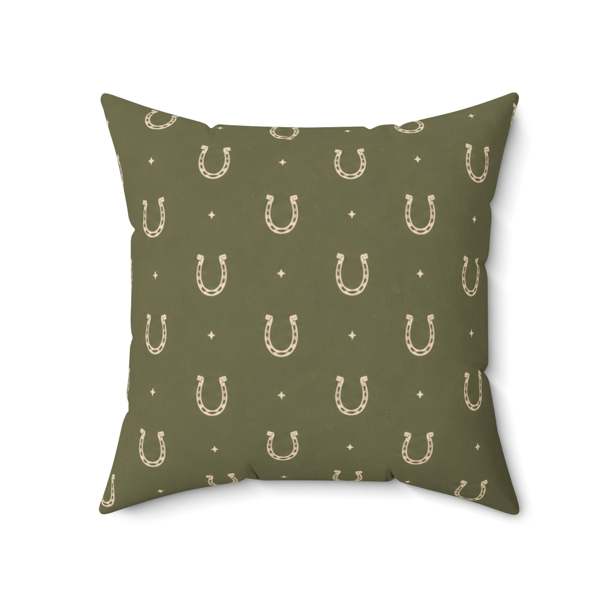 Lucky Olive Horseshoe Throw Pillow – Western Boho Decorative Cushion