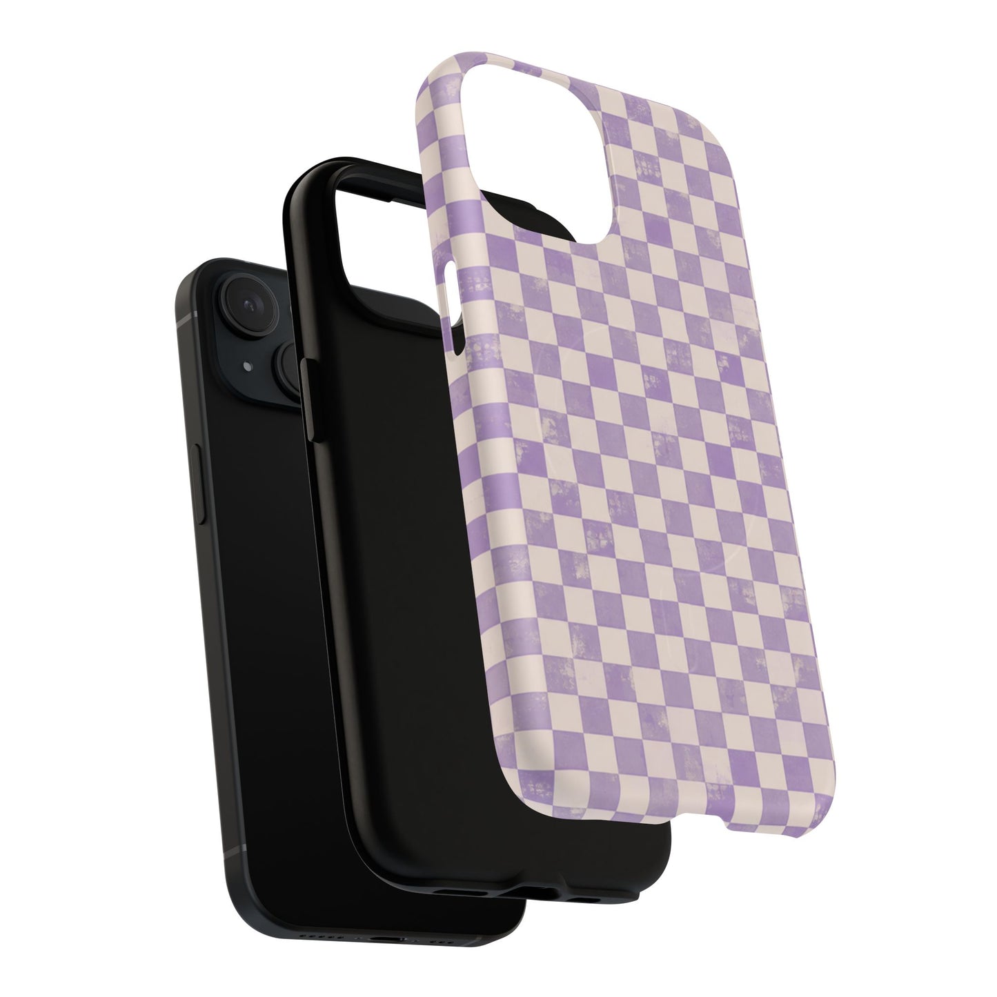 Lavender Check Magnetic Protective Phone Case – Tough Dual-Layer Cover