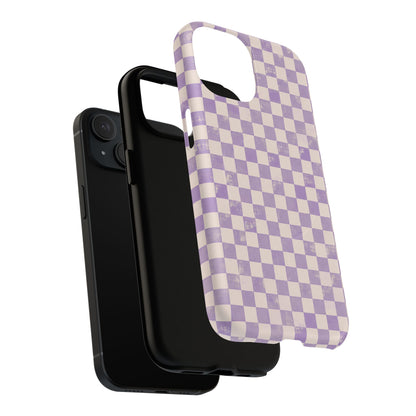 Lavender Check Magnetic Protective Phone Case – Tough Dual-Layer Cover