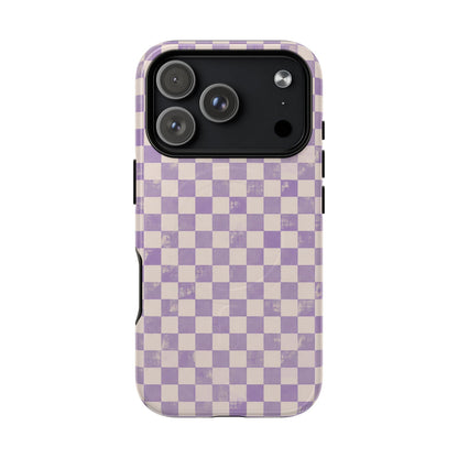 Lavender Check Magnetic Protective Phone Case – Tough Dual-Layer Cover