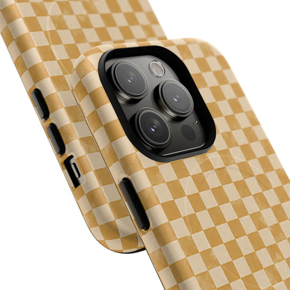 Golden Check Magnetic Protective Phone Case – Tough Dual-Layer Cover