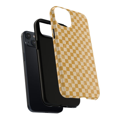 Golden Check Magnetic Protective Phone Case – Tough Dual-Layer Cover