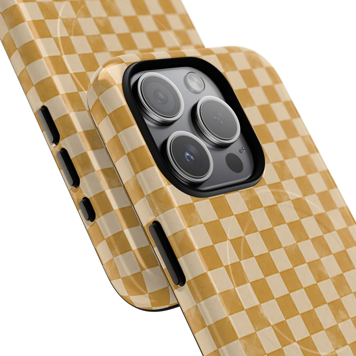 Golden Check Magnetic Protective Phone Case – Tough Dual-Layer Cover