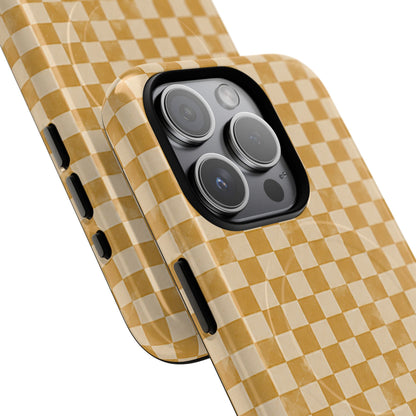 Golden Check Magnetic Protective Phone Case – Tough Dual-Layer Cover