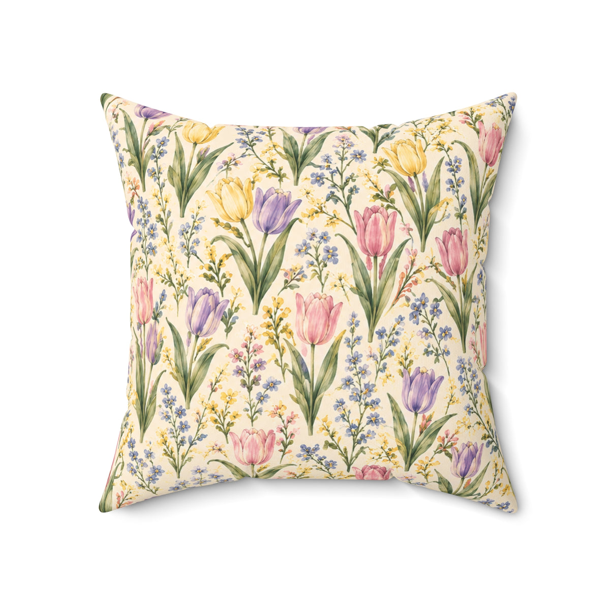 Tulip Whispers Pillow - Pastel Tulip Throw Pillow - Floral Decorative Cushion - Cottage Garden Decor
