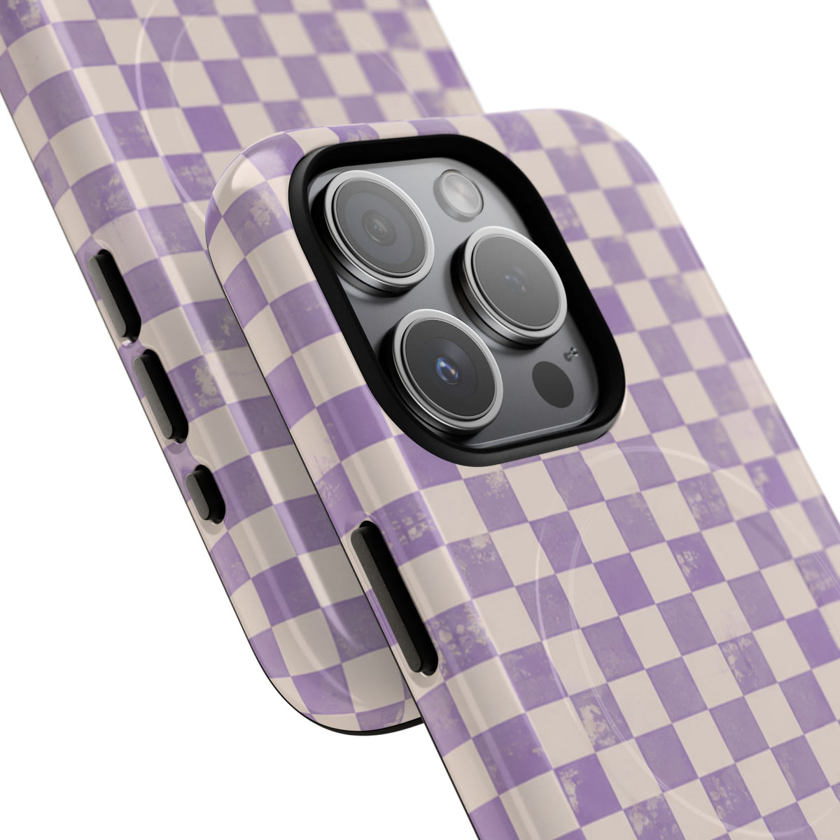 Lavender Check Magnetic Protective Phone Case – Tough Dual-Layer Cover