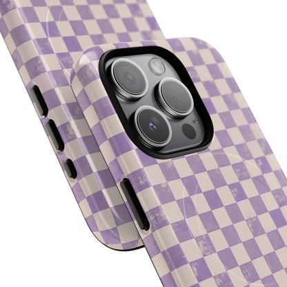 Lavender Check Magnetic Protective Phone Case – Tough Dual-Layer Cover