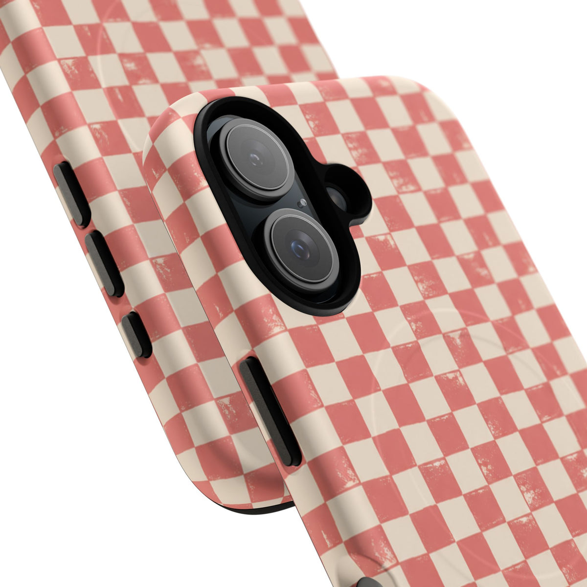 Coral Check Magnetic Protective Phone Case – Tough Dual-Layer Cover