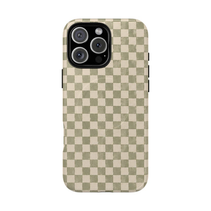 Sage Check Magnetic Protective Phone Case – Tough Dual-Layer Cover