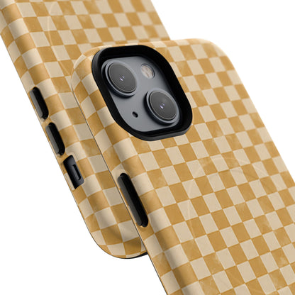 Golden Check Magnetic Protective Phone Case – Tough Dual-Layer Cover