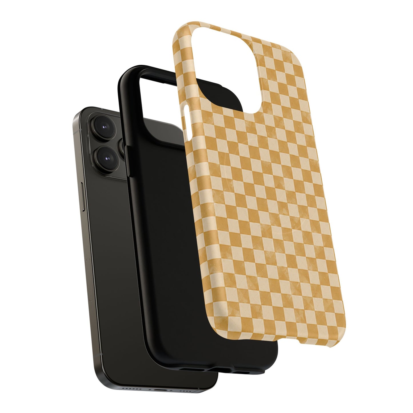 Golden Check Magnetic Protective Phone Case – Tough Dual-Layer Cover