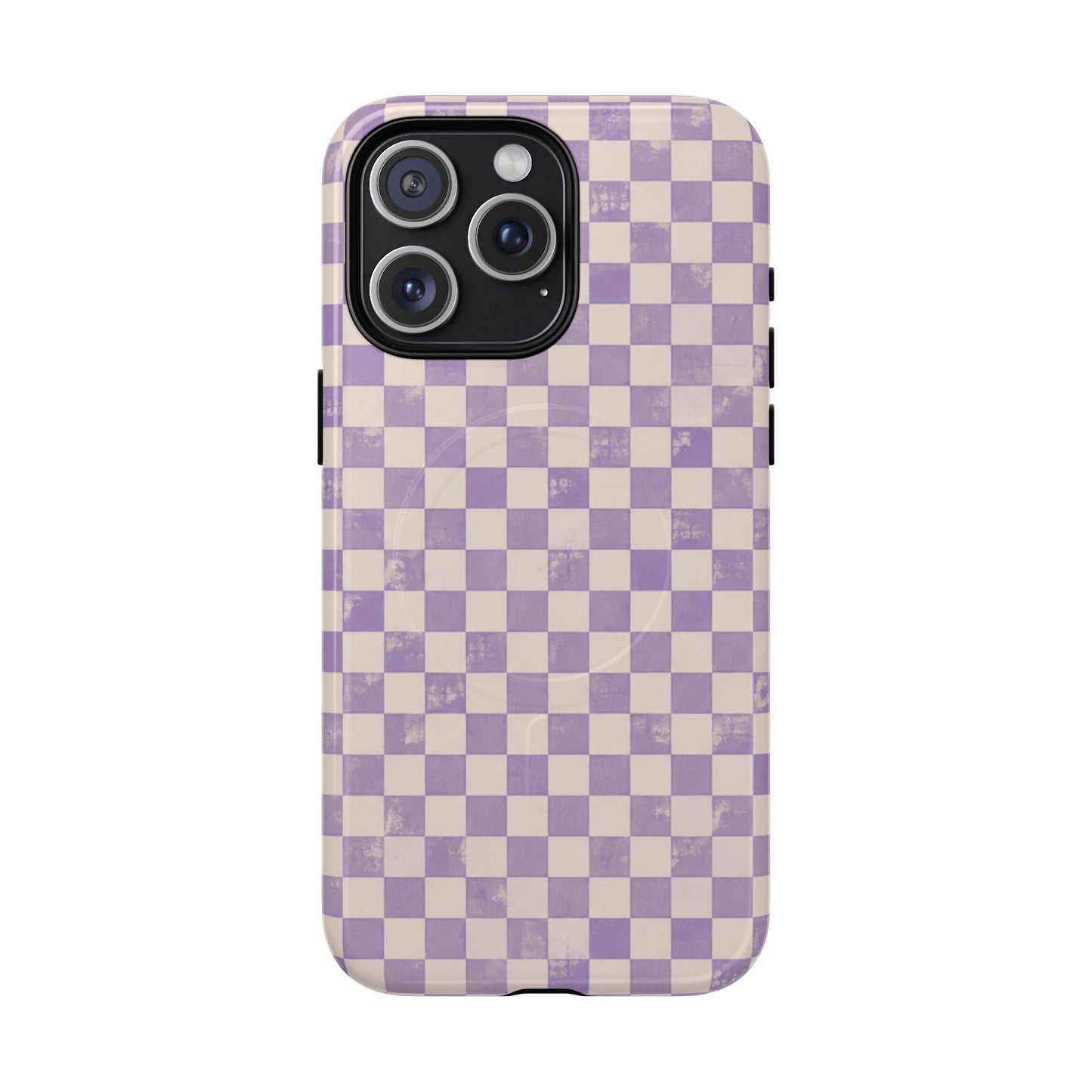 Lavender Check Magnetic Protective Phone Case – Tough Dual-Layer Cover