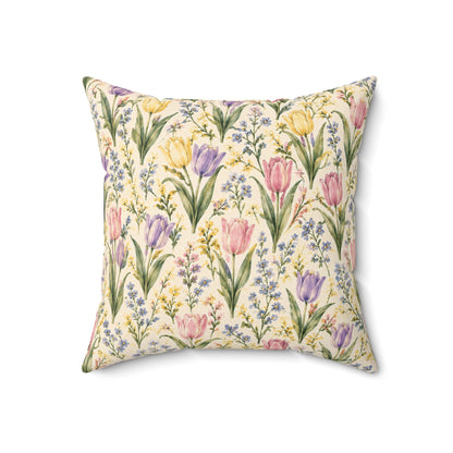 Tulip Whispers Pillow - Pastel Tulip Throw Pillow - Floral Decorative Cushion - Cottage Garden Decor