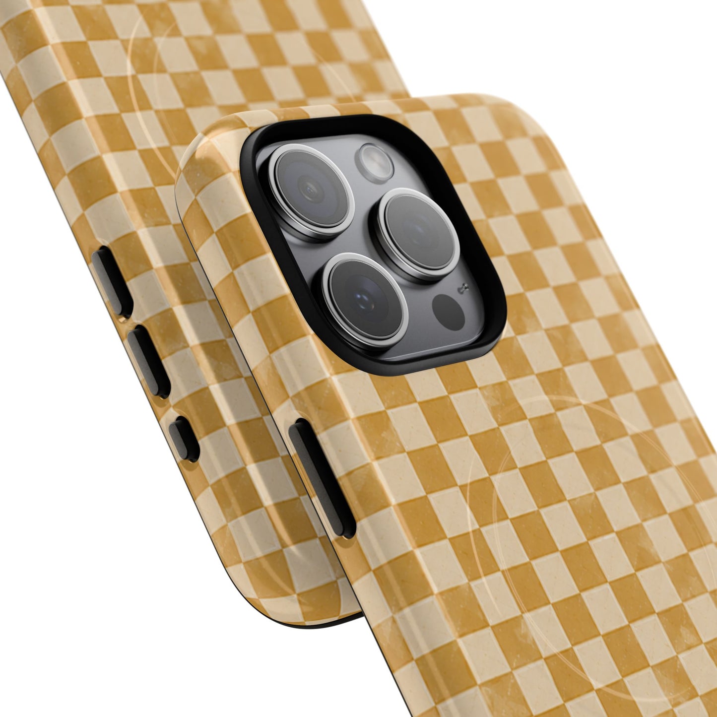 Golden Check Magnetic Protective Phone Case – Tough Dual-Layer Cover