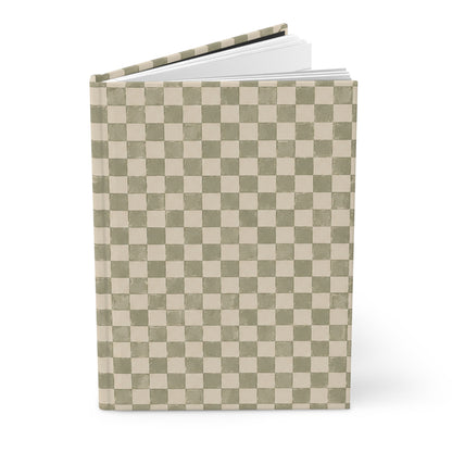 Sage Check Hardcover Journal – Lined Checkerboard Notebook