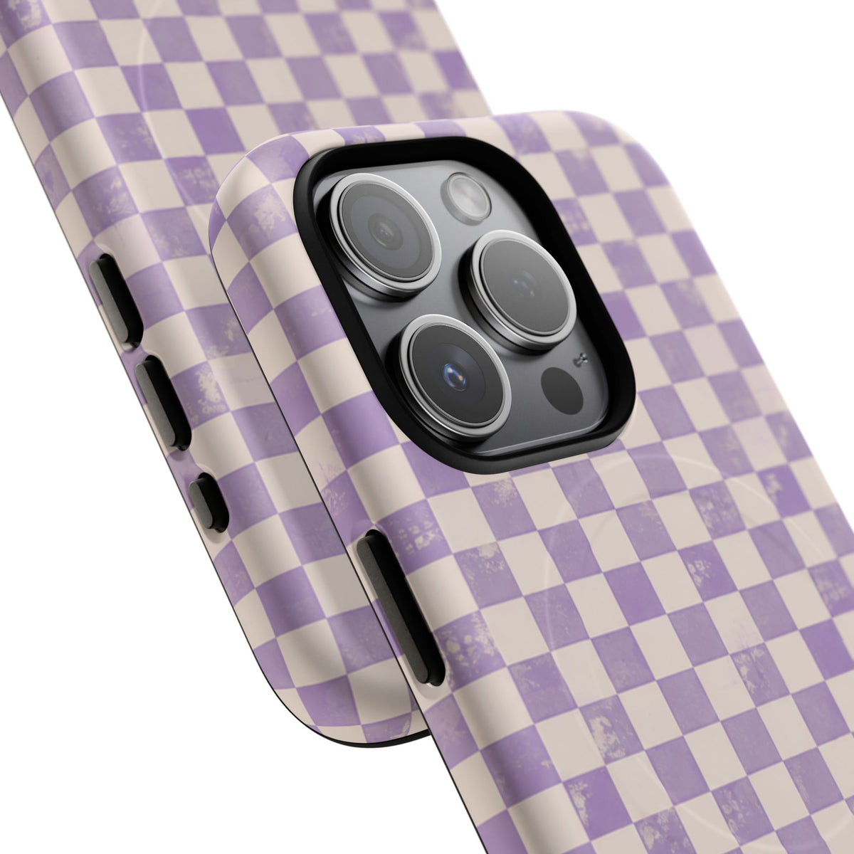 Lavender Check Magnetic Protective Phone Case – Tough Dual-Layer Cover