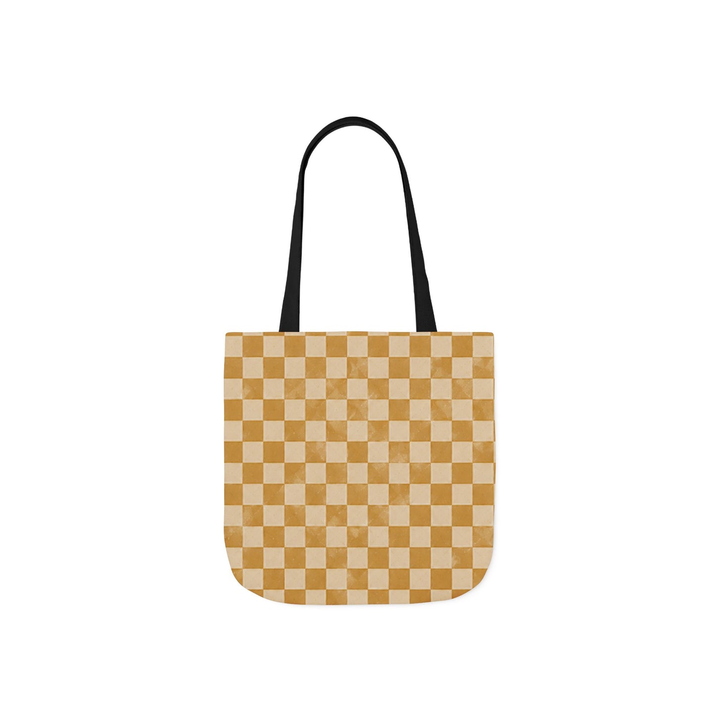 Golden Check Tote Bag - Mustard Checkerboard Canvas Bag - Retro Market Tote - Everyday Shopping Bag