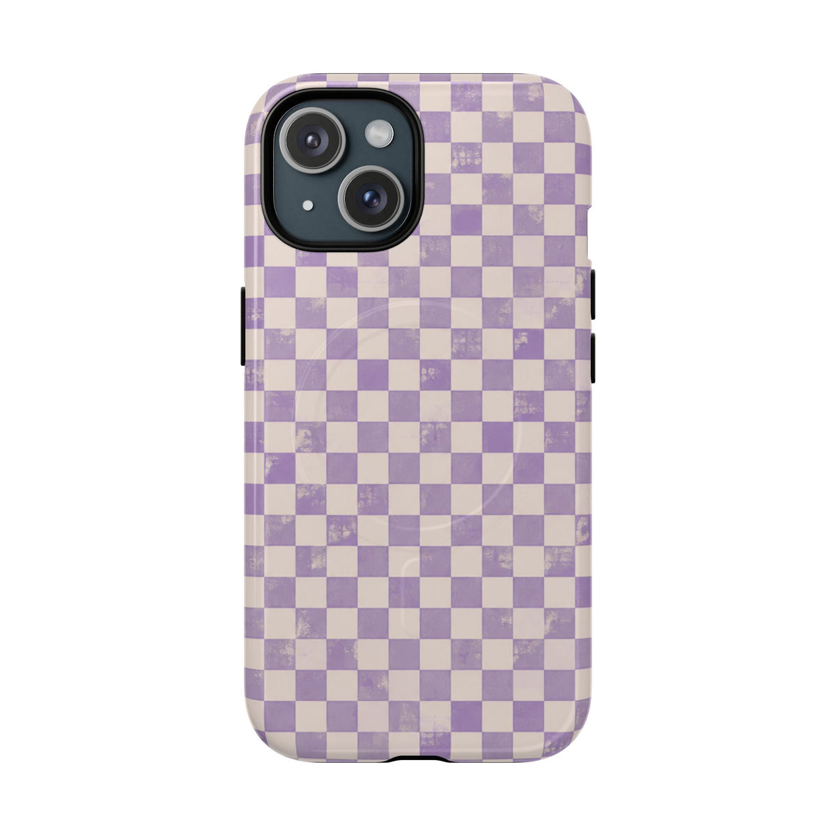 Lavender Check Magnetic Protective Phone Case – Tough Dual-Layer Cover