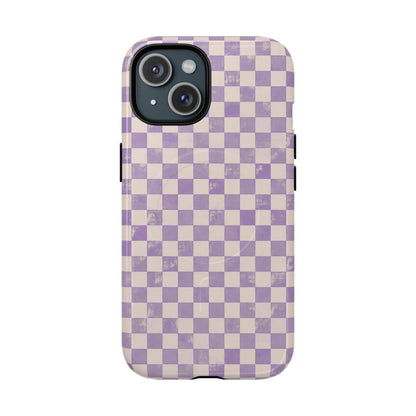 Lavender Check Magnetic Protective Phone Case – Tough Dual-Layer Cover