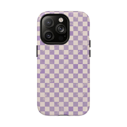 Lavender Check Magnetic Protective Phone Case – Tough Dual-Layer Cover