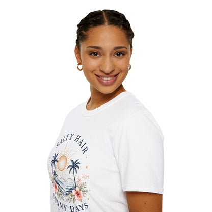 Salty Hair Sunny Days T-Shirt, Coastal Beach Graphic Tee, Summer Vacation Shirt, Surf & Ocean Lover Gift, Tropical Palm Tree Tee