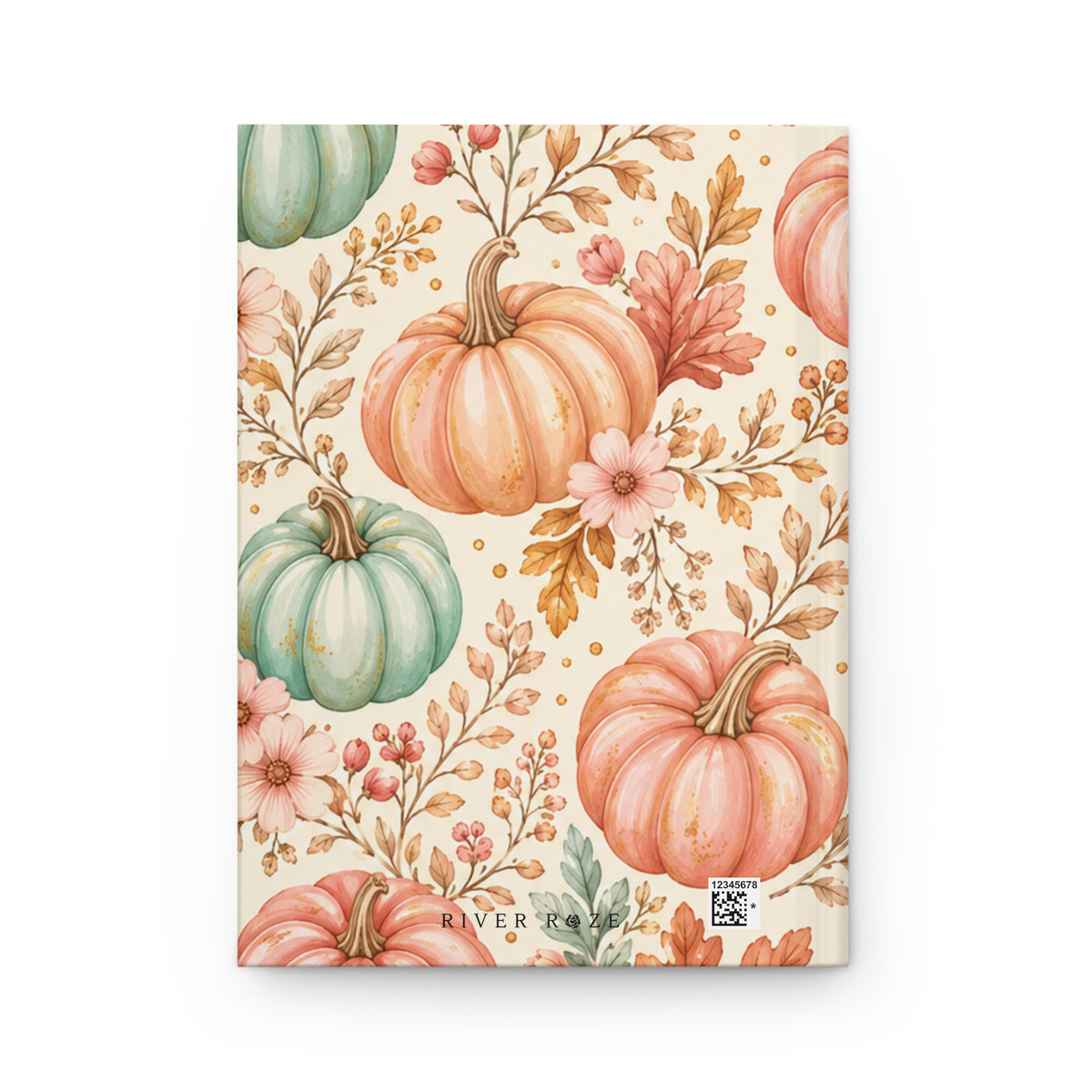 Blush Harvest Hardcover Journal – Lined Pumpkin Floral Notebook