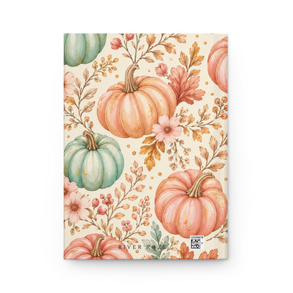 Blush Harvest Hardcover Journal – Lined Pumpkin Floral Notebook