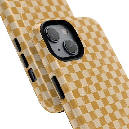 Golden Check Magnetic Protective Phone Case – Tough Dual-Layer Cover