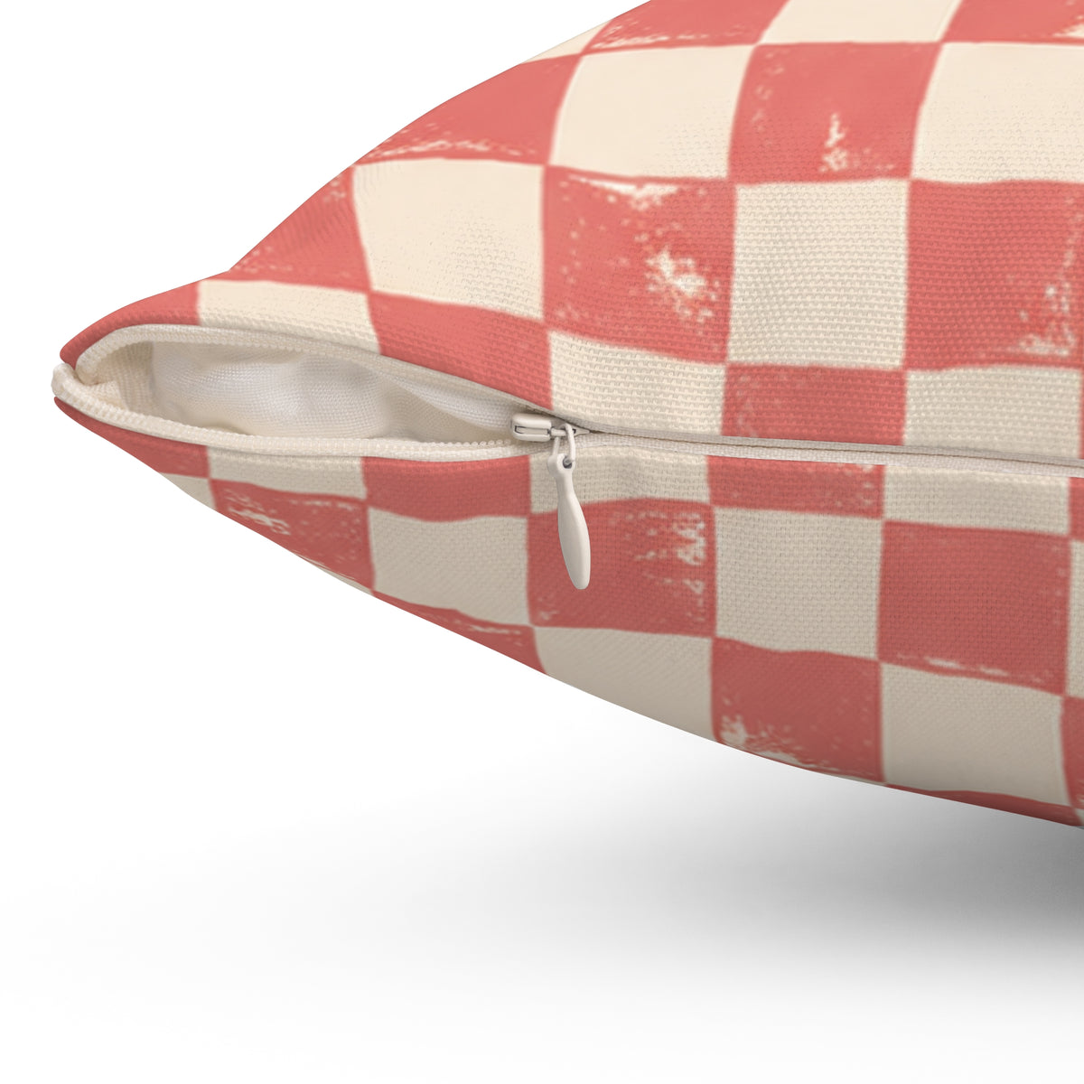 Coral Check Pillow - Pink Checkerboard Throw Pillow - Retro Decorative Cushion - Colorful Home Decor