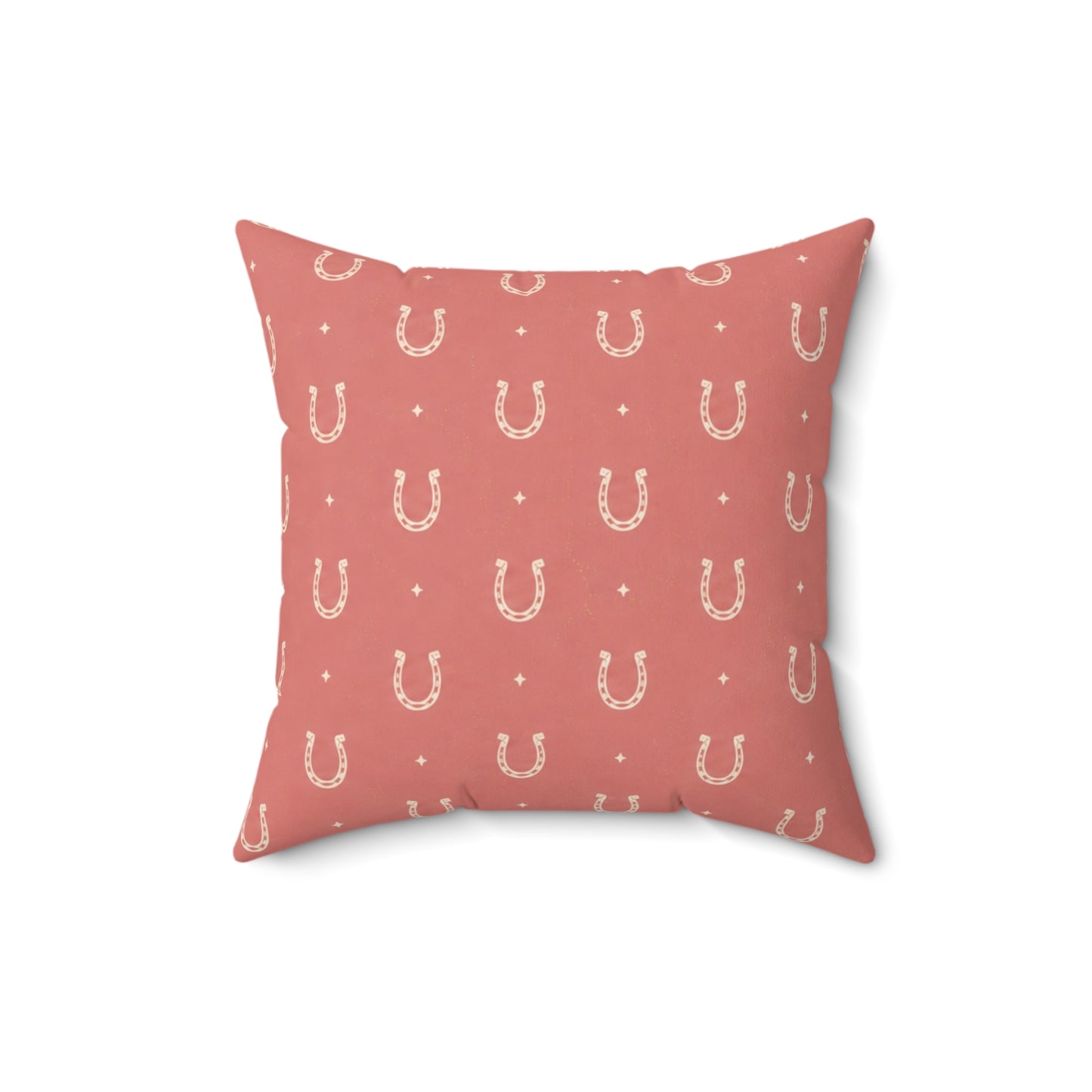 Lucky Blush Pillow - Pink Horseshoe Throw Pillow - Western Decorative Cushion - Cowgirl Boho Home Decor