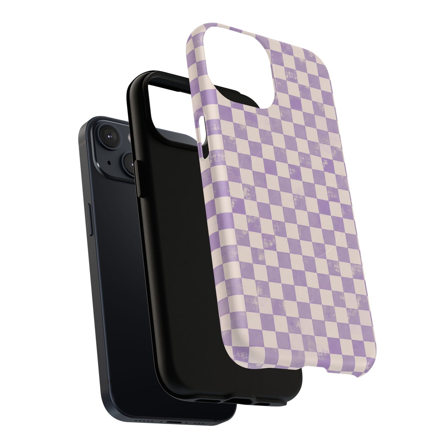 Lavender Check Magnetic Protective Phone Case – Tough Dual-Layer Cover