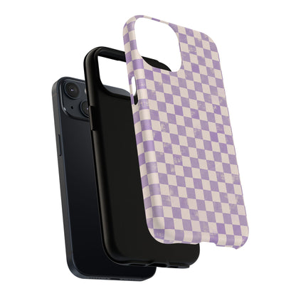 Lavender Check Magnetic Protective Phone Case – Tough Dual-Layer Cover